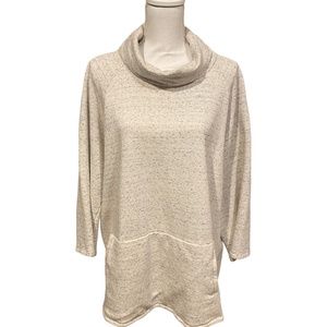EILEEN FISHER Organic Cotton 3/4-Sleeve Funnel-Neck Top XL